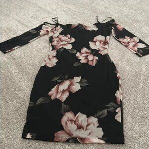 Guess Black Off the Shoulder Mesh Floral Dress Mini XS